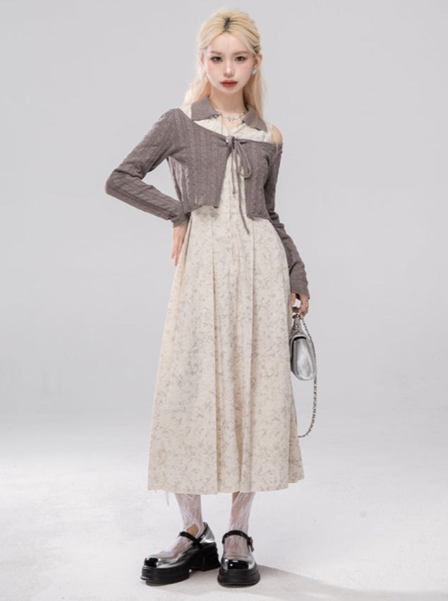 Petit Custom Cocoa Cheese Zipper Shirt Collar Dress + Wool Jacket