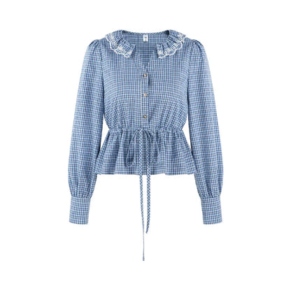 Plaid Doll Collar Blouse