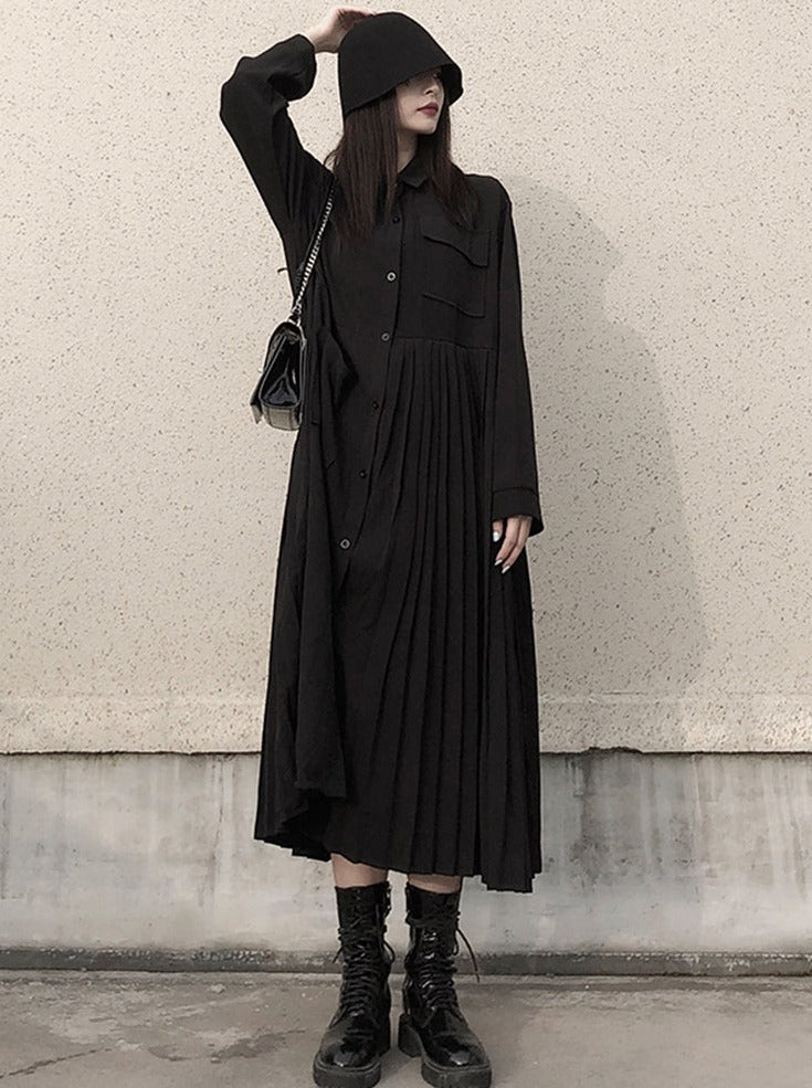 Dark Style Loose Shirt Dress