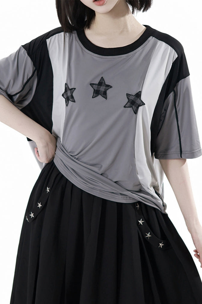 Mode Star Jersey Crew Neck Top + V Neck Top + Short Skirt + Long Skirt