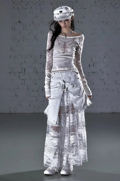 Baroque Flocked Sheer Top