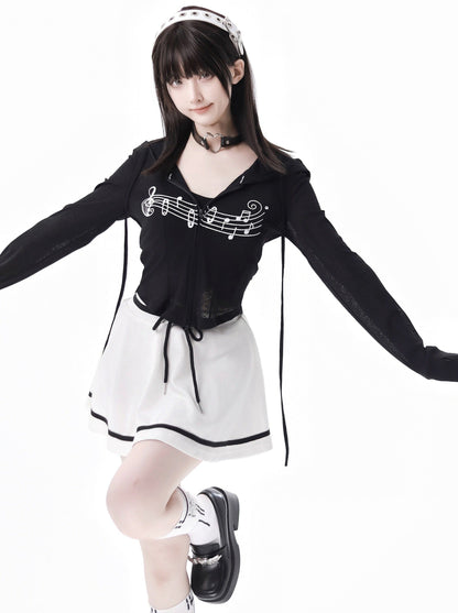 Sporty Mix Top + Hooded Hoodie + Camisole + Culottes