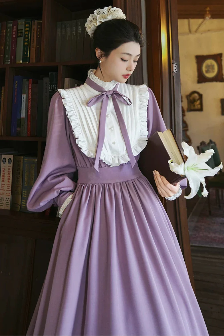 Wind Purple Lace Lantern Dress