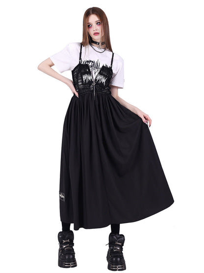 Y2k Punk Rock Electric Moon Double Side Mesh Dress