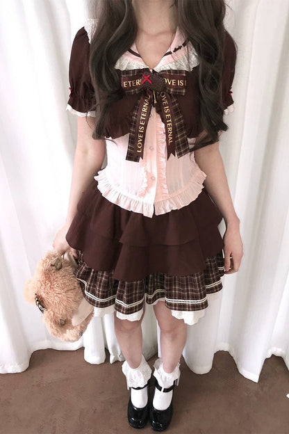 Strawberry Cocoa Doll Collar Top + Skirt
