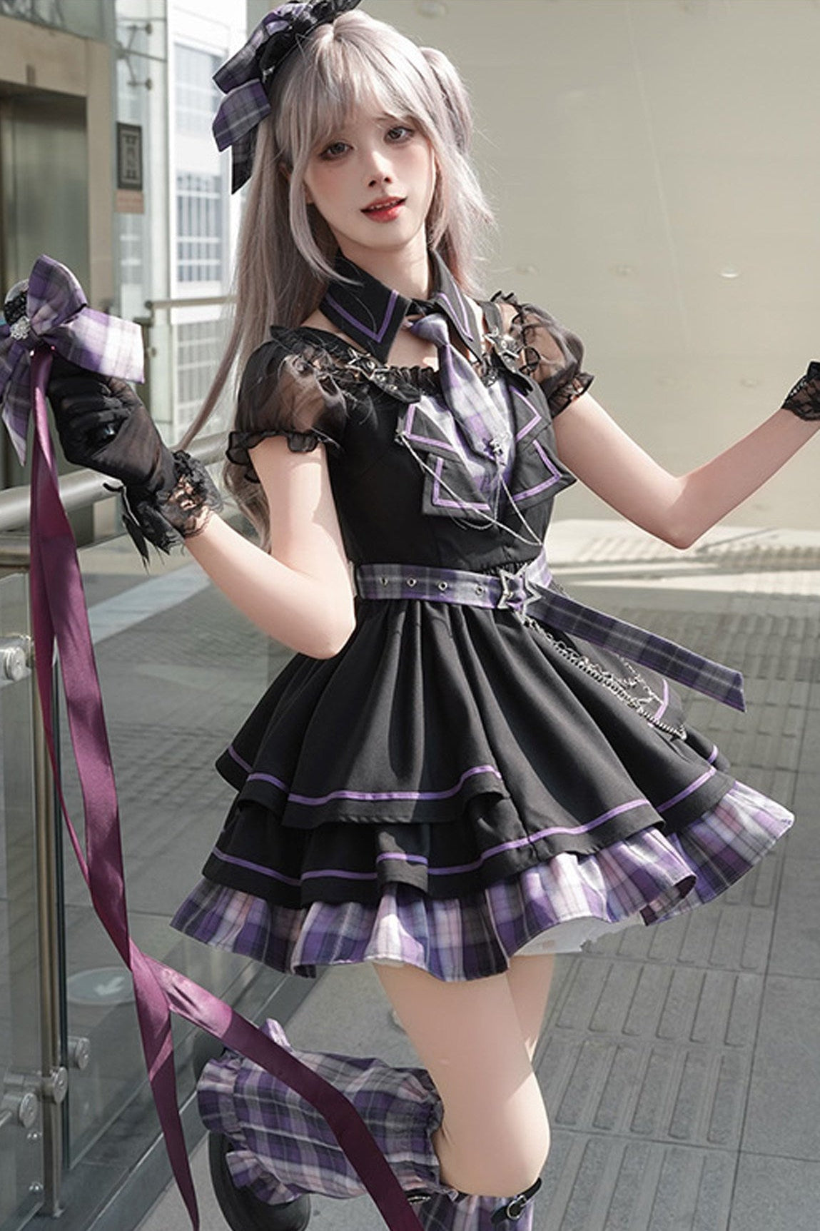 Dark Idol Plaid Lolita Dress + Leg Warmers