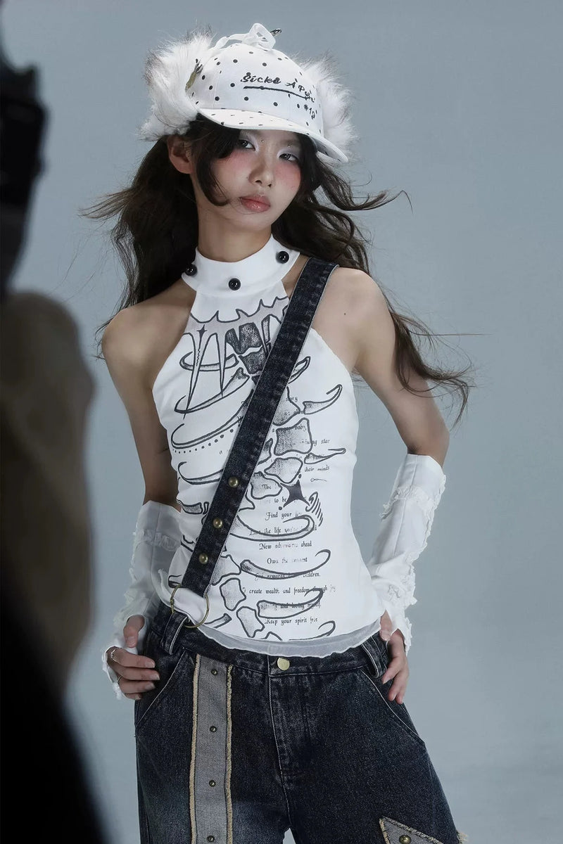 Y2k Sleeveless High Neck Top
