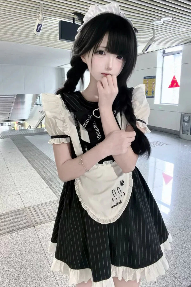 Dark Angel Lace Up Dress + Apron + Sweater