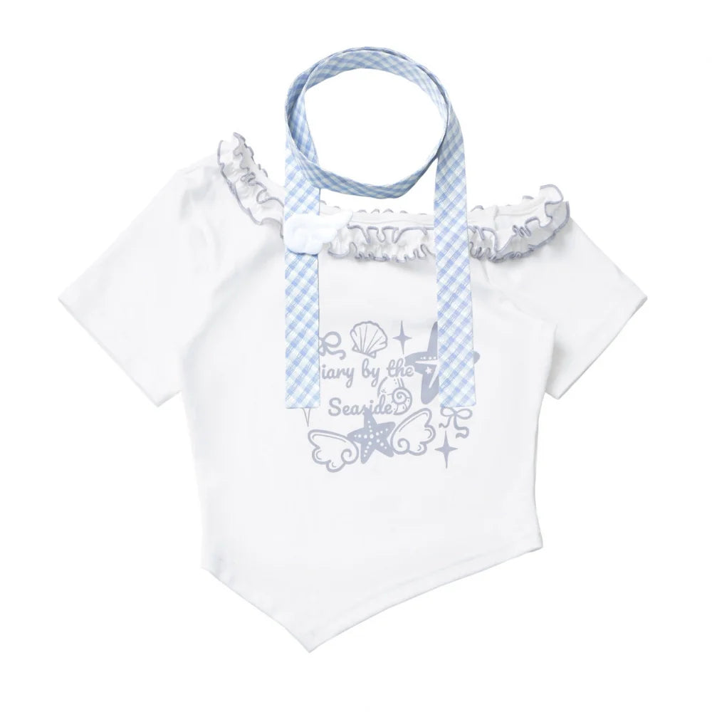Pastel Sweet Twin T-shirt With Scarf + Puff Skirt + Arm Covers