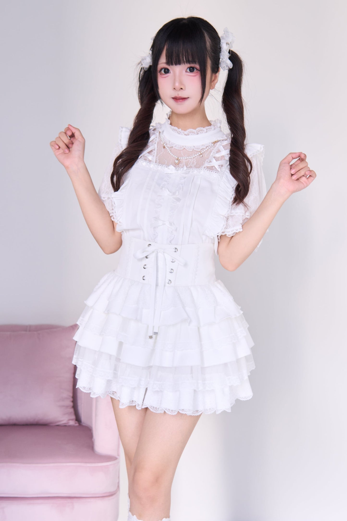 Jirai Lace Top + Tiered Skirt