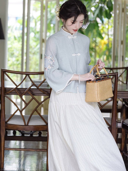 Spring Chinese-style Top + Long Skirt
