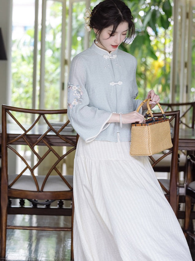 Spring Chinese-style Top + Long Skirt