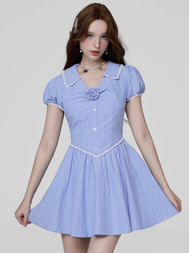 Romantic Rose Puff Sleeve Dress