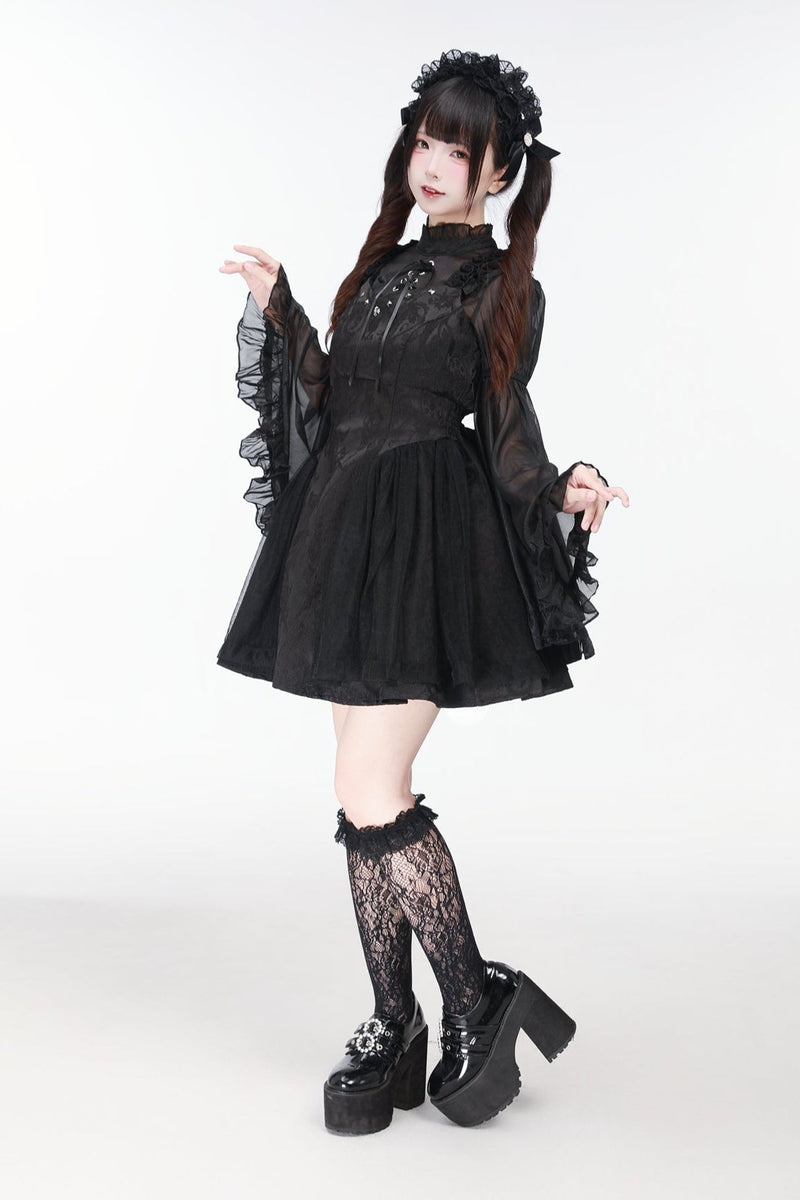 Jirai Bird Suspender Dress + Sheer Sleeve Top