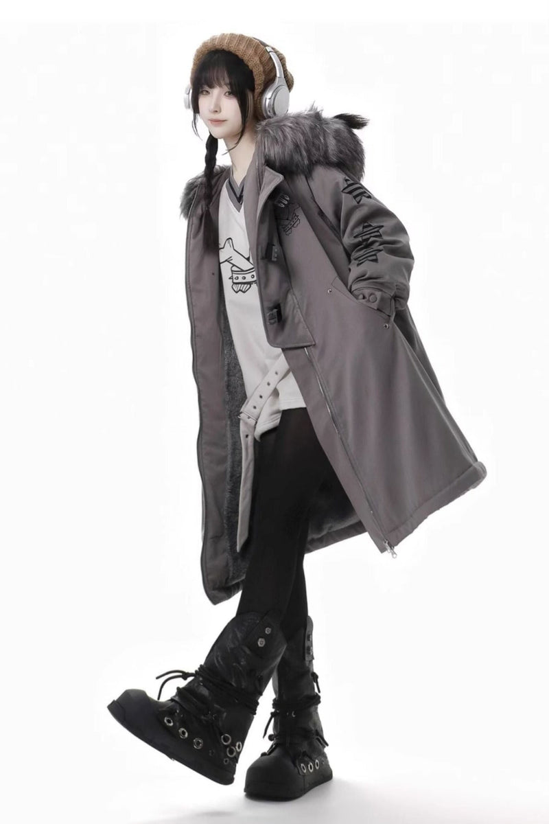 Gray Tone Shadow High End Star Cross Patch Buckle Coat Set