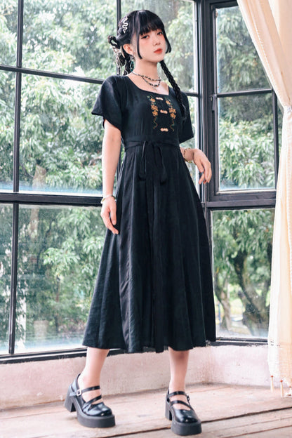 Chinese-style Stitch Jacquard Long Dress