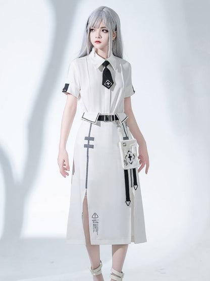 A Line Skirt Design Cape Suit [hoodie Cape + Shirt + Skirt + One Shoulder Cape]