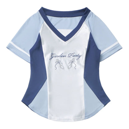 Blue Jersey Design Top + Ruffle Skirt + Hooded Top