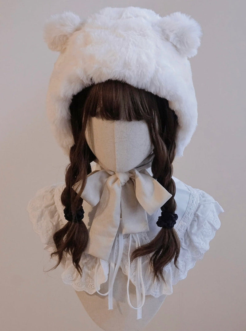 Fur Bear Velour Ribbon Hat