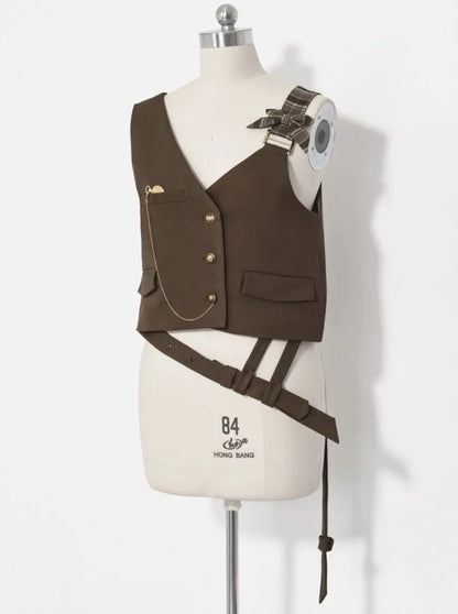 Sweet Cool Vest + Brown Shirt + Balloon Pants