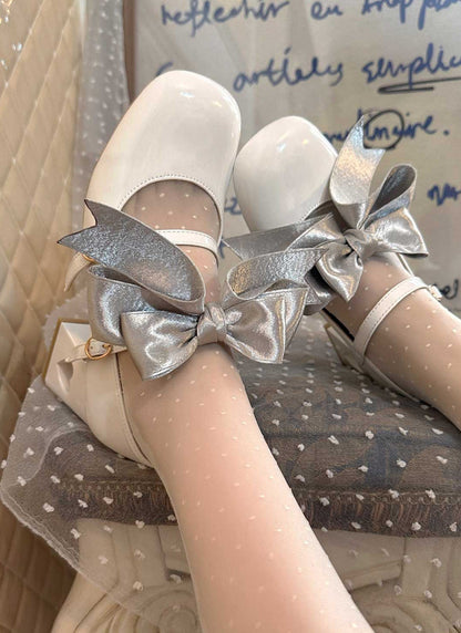 Ribbon Open Heart High Heel Lolita Shoes [jewel Ribbon/normal Ribbon]