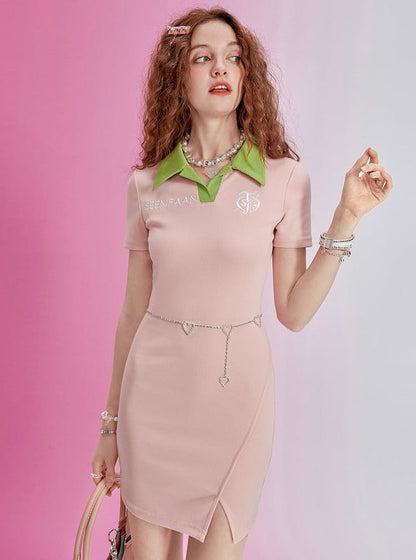 Accent Logo Tight Polo Dress