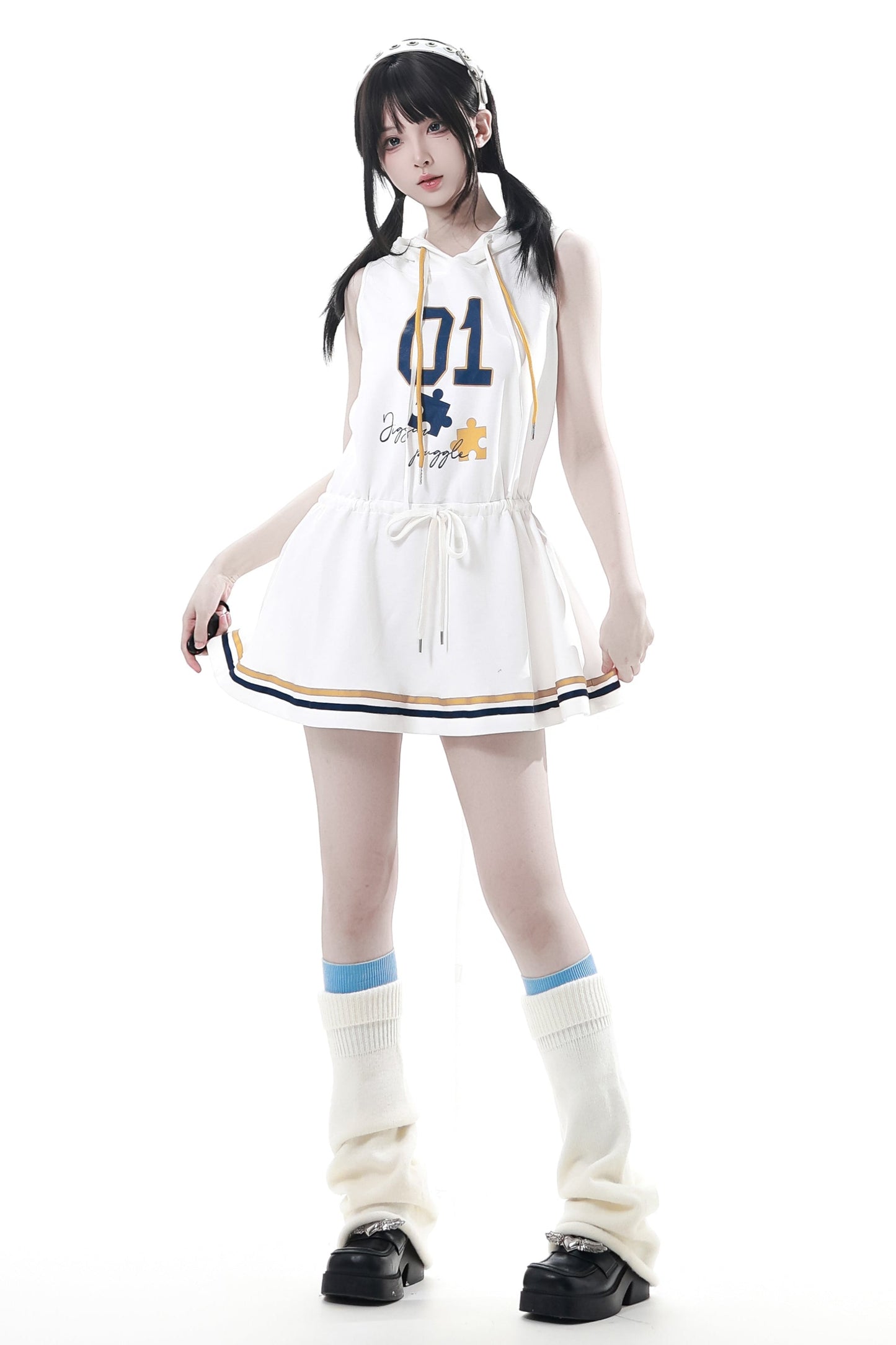 College Blue Jacket + Hoodie Dress + Pants + Sweat