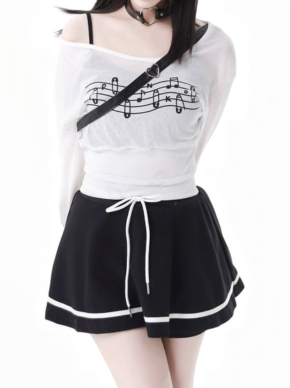 Sporty Mix Top + Hooded Hoodie + Camisole + Culottes