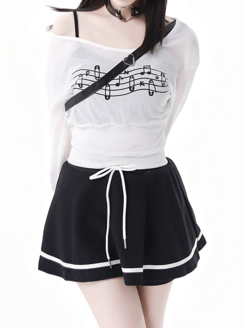 Sporty Mix Top + Hooded Hoodie + Camisole + Culottes