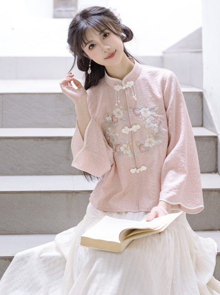 Spring Chinese-style Top + Long Skirt