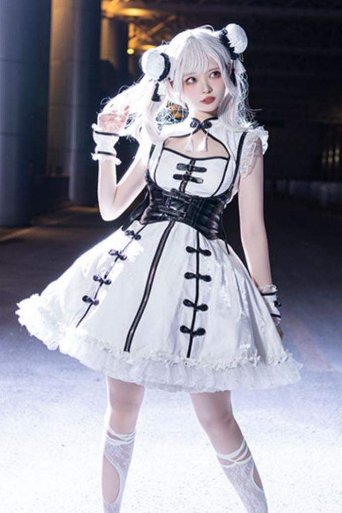 Dark Punk Black White Chinese-style Dress Suit