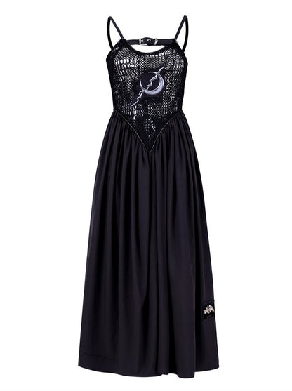 Y2k Punk Rock Electric Moon Double Side Mesh Dress