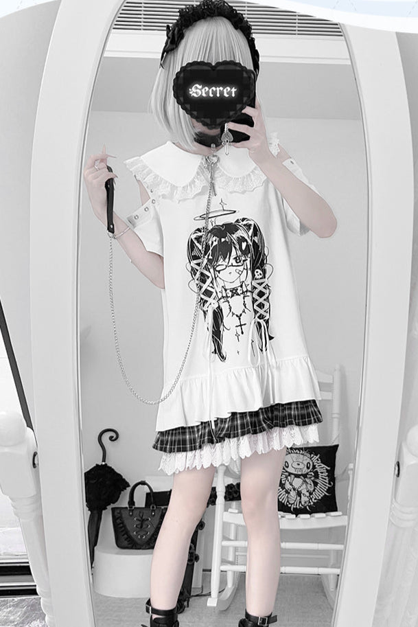 Subculture Print Off Shoulder Tie Dress