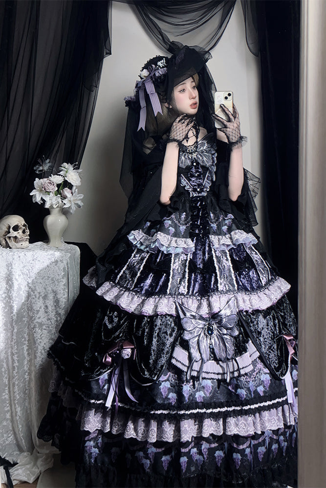 Dusk Manor Grape Lolita Dress + Hat + Accessories