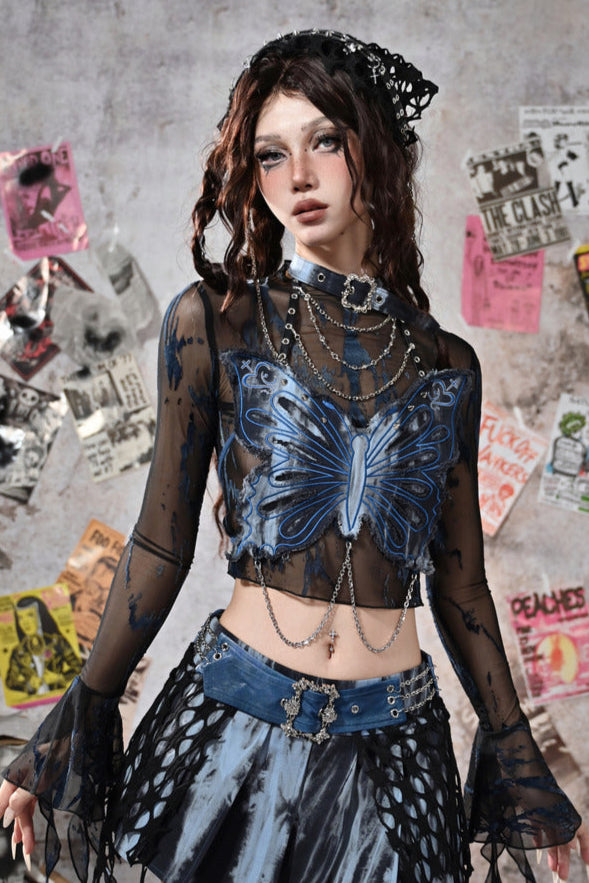 [pre-order] Virtual Sheer Top + Chain Butterfly Tube Top