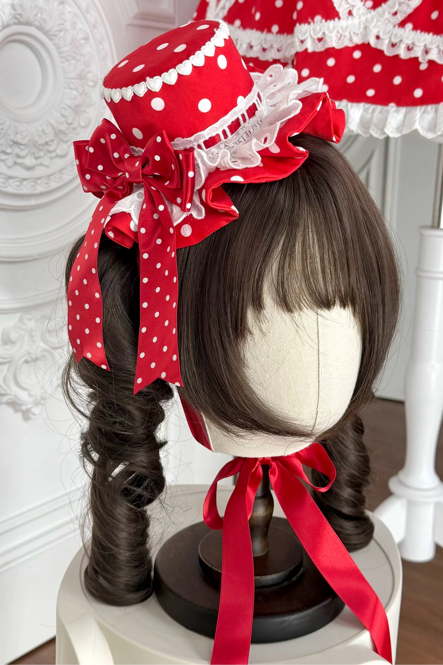 [pre-order] Retro Doll-like Lolita Dress + Hair Band + Clip + Bonnet + Hat
