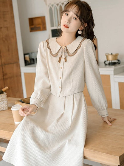 Retro Girly Short Shirt + Flare Skirt