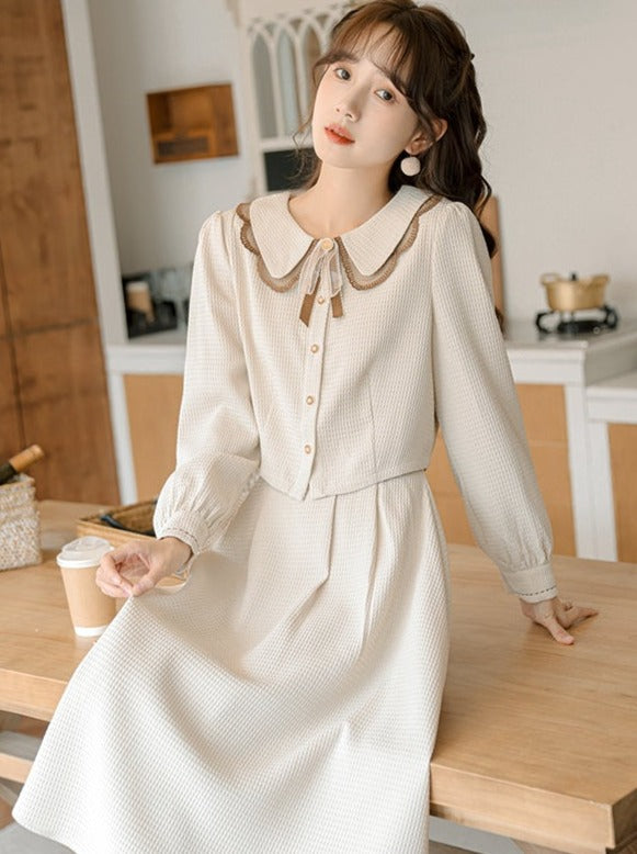 Retro Girly Short Shirt + Flare Skirt