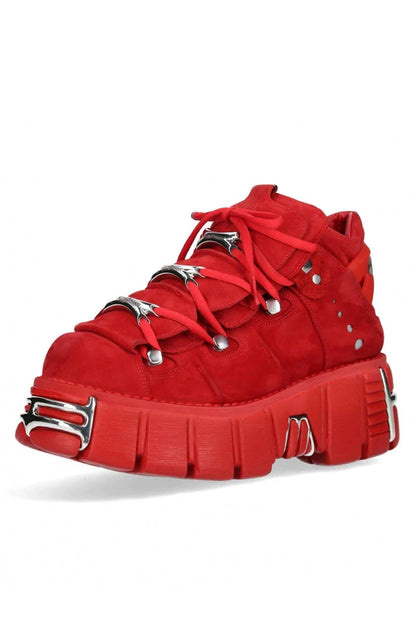 Dark Red Metallic Platform Sneakers