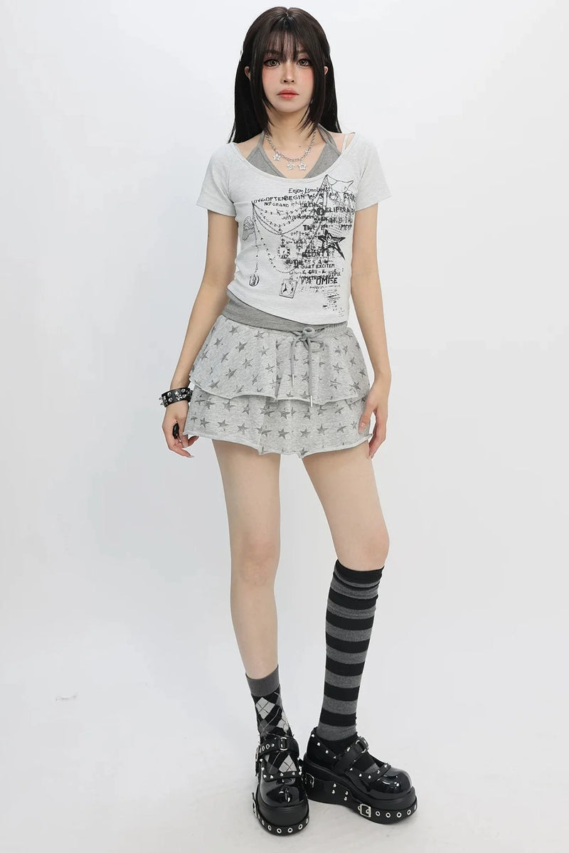 Star Print Y2k Top