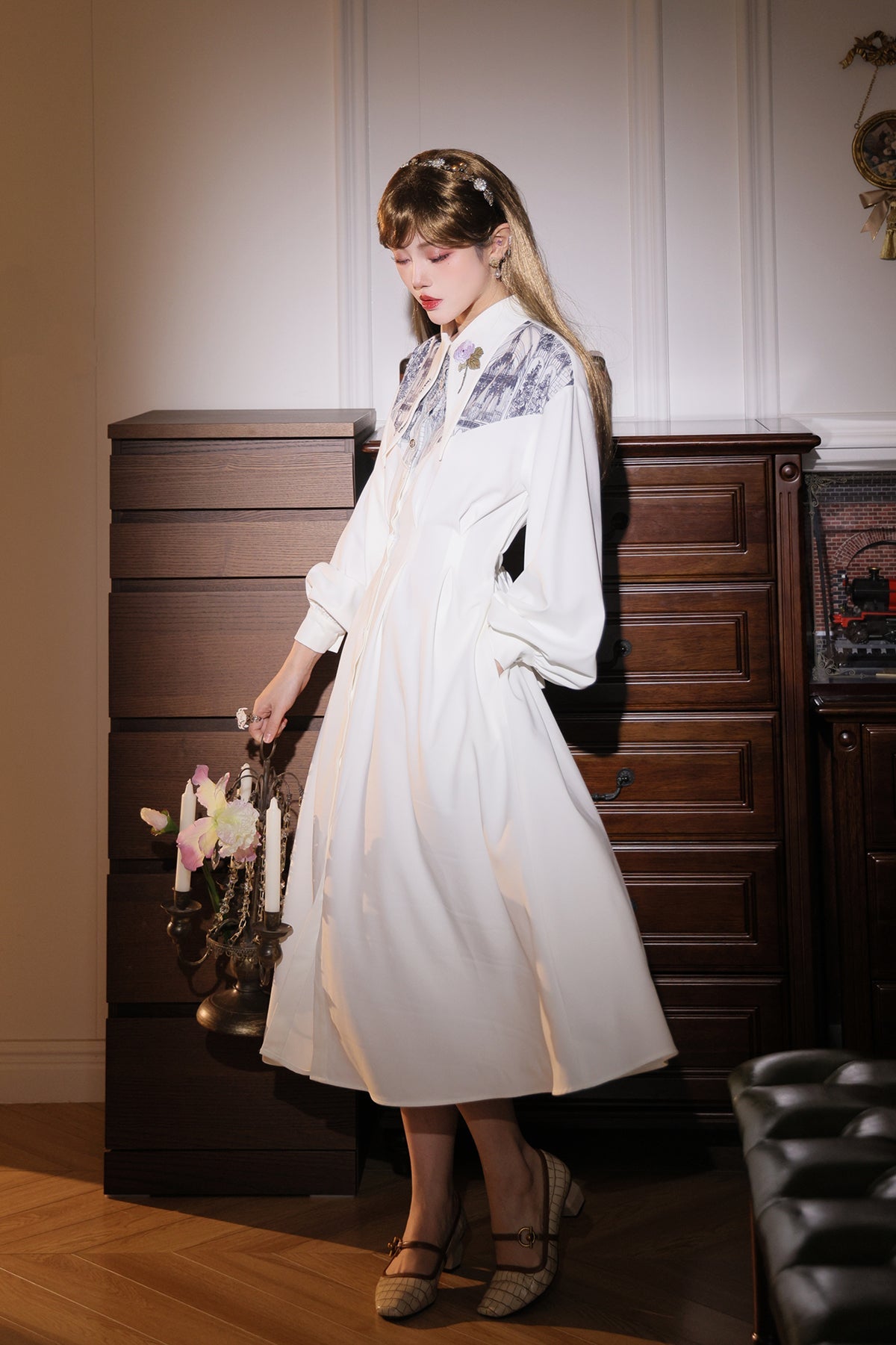 French Long Shirt Dress