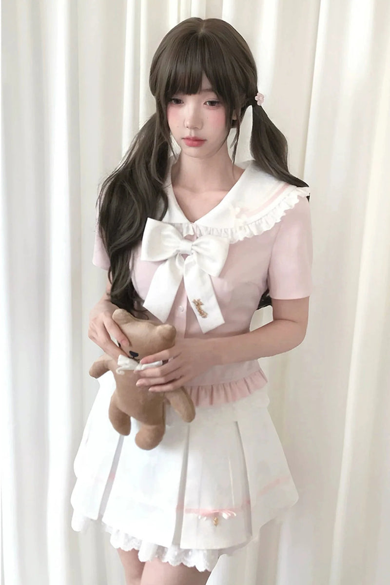 Girly Preppy Sailor Top + Skirt