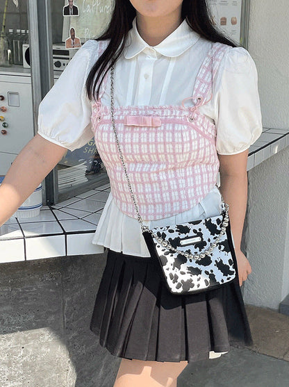 Sweet Fairy Embroidery Pearl Strap Mini Shoulder Bag