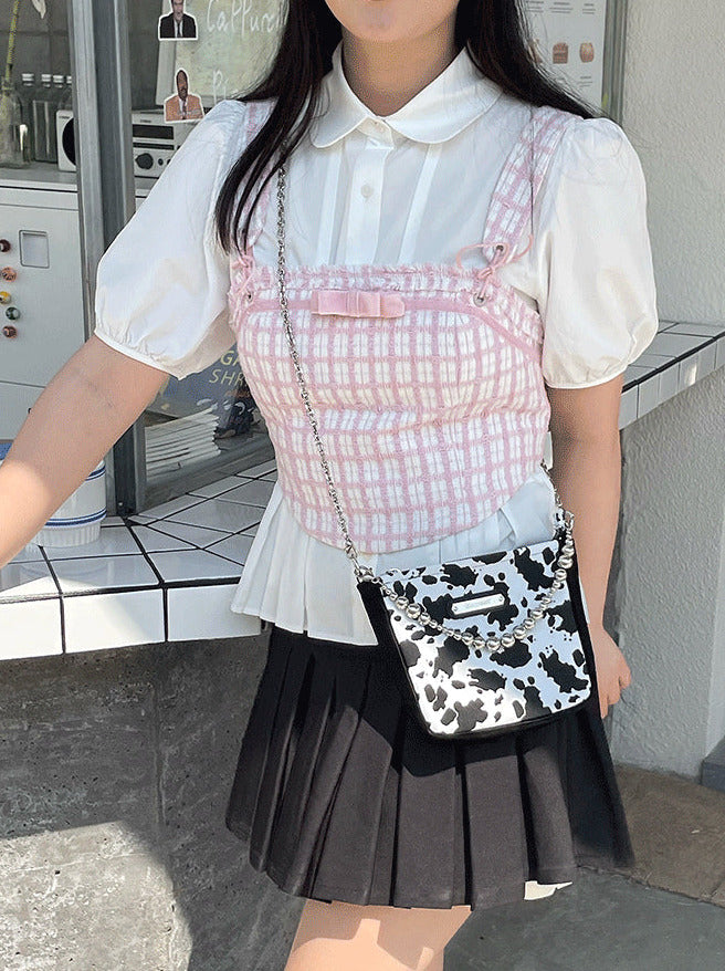 Sweet Fairy Embroidery Pearl Strap Mini Shoulder Bag