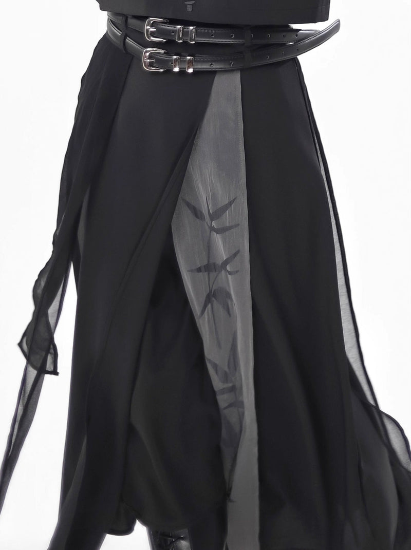 New Chinese-style Bamboo Print Black White Design Suit