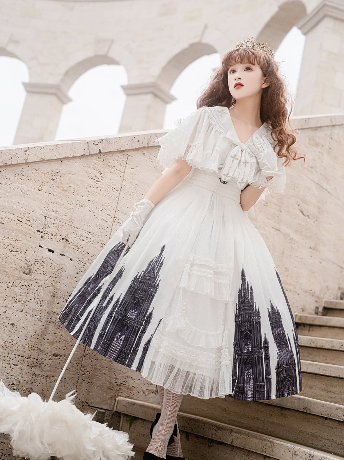 Gothic Suspender Skirt + Shawl