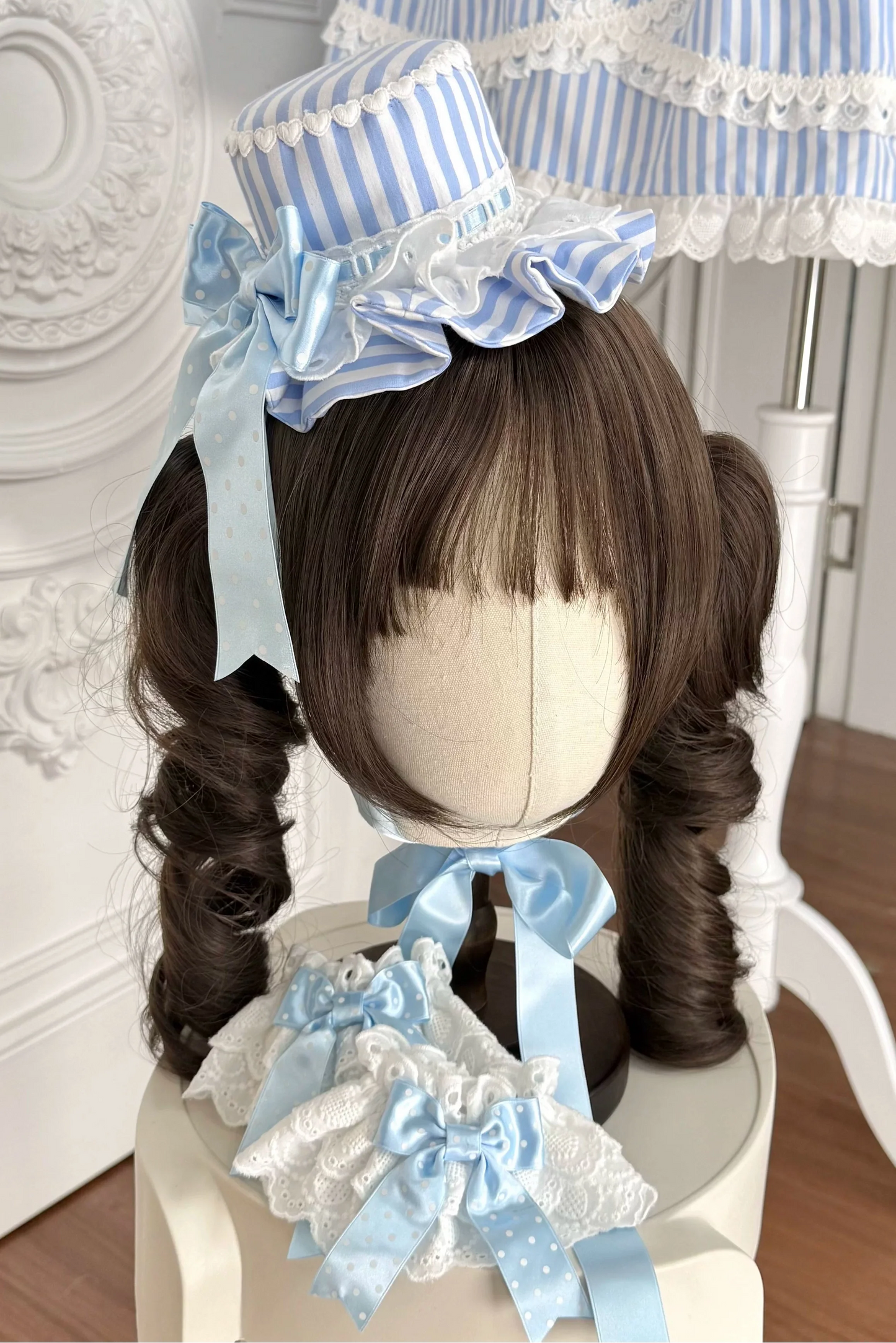 [pre-order] Retro Doll-like Lolita Dress + Hair Band + Clip + Bonnet + Hat