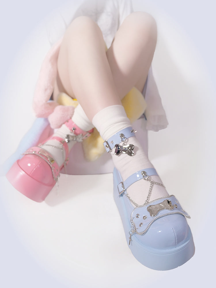 Punk Rivet Bone Millennium Platform Shoes