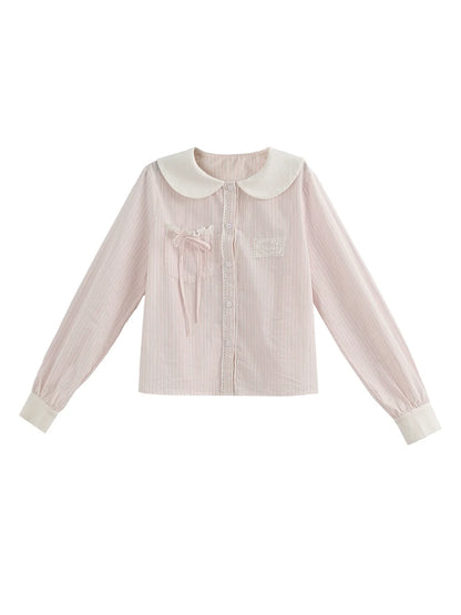 Doll Collar Cotton Blouse
