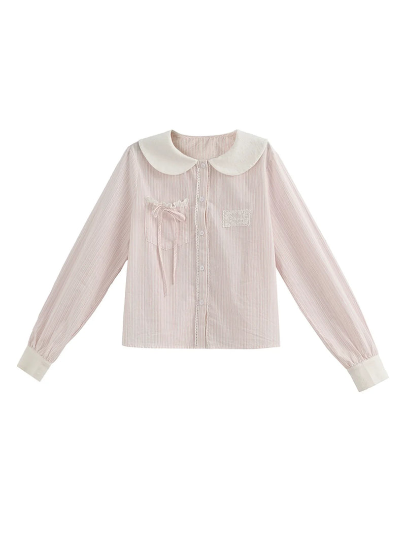 Doll Collar Cotton Blouse